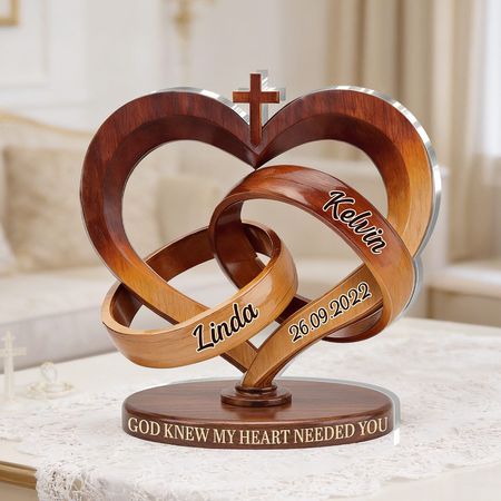 Personalized God Knew My Heart Needed You Heart & Cross Acrylic Plaque