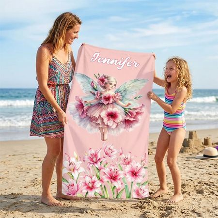 Personalized Fairy Princess Kids Beach Towel