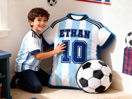 Personalized Soccer Jersey Pillow | Custom Name & Number Football Pillow