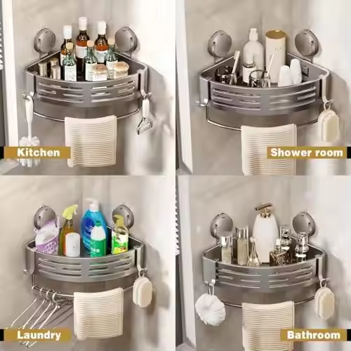 Easy to install suction cup shower kitchen rack - no drilling required🛀