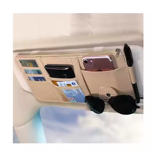 Luxury Auto Car Interior Storage Box PU Leather Sun Visor Organizer Pouch Storage Pocket for Interior Accessories