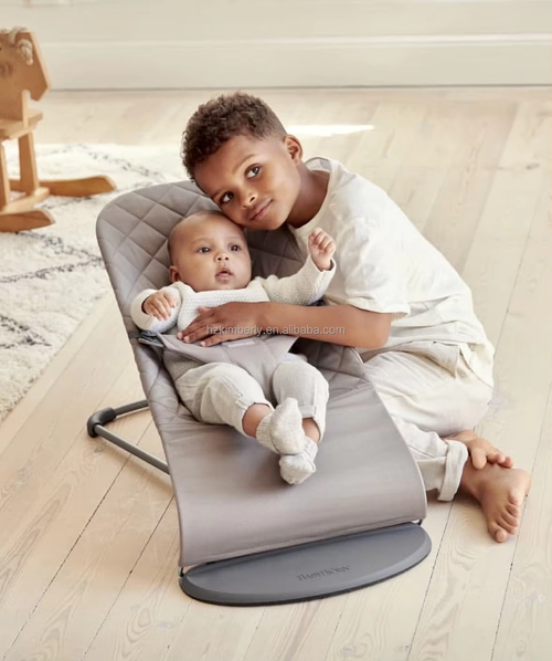 Portable foldable baby rocking chair with wheels, can sit or lie down, baby dining chair