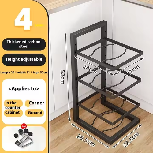 🥘Adjustable Stainless Steel 4-Layer Kitchen Toilet Bathroom Storage Rack
