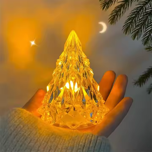 Christmas Snow Mountain Artificial Crystal Table Light Acrylic Flameless Christmas Tree tea candle Night lamp for Wedding Party