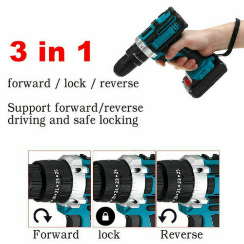 21V 24 PCS Torque Impact Drill Cordless Screwdriver Screwdriver Impact Hammer Drill With Tool Box
