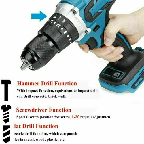 21V 24 PCS Torque Impact Drill Cordless Screwdriver Screwdriver Impact Hammer Drill With Tool Box