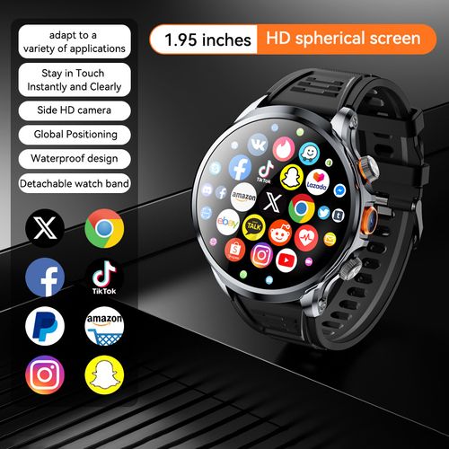 New H18 round screen card phone watch 1.95 inches smart watch camera heart rate NFC
