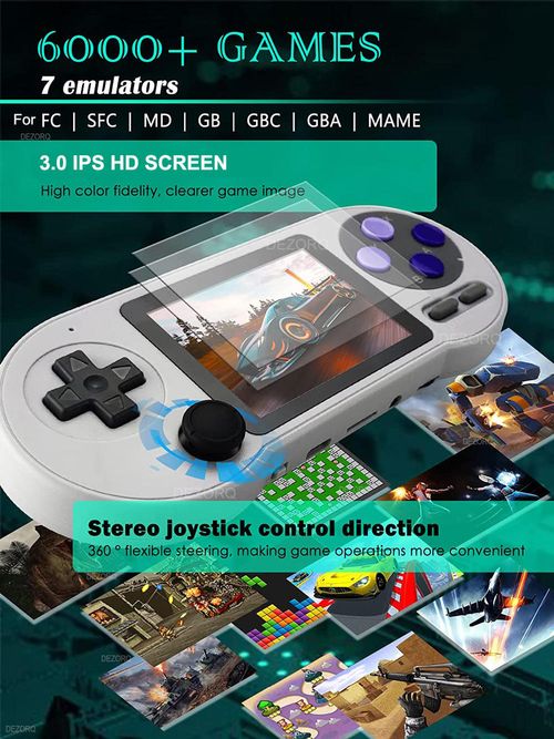 SF2000 IPS 3 Inch Portable Handheld Game Console Built-in 6000 Games Retro Video Game Consoles Support AV Output