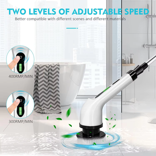 9 in 1 Replacement Brush Head and Extended Handle Cleaning Brush Electric Spin Scrubber