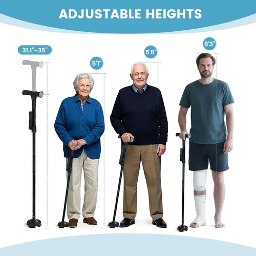 Foldable walking stick for the elderly