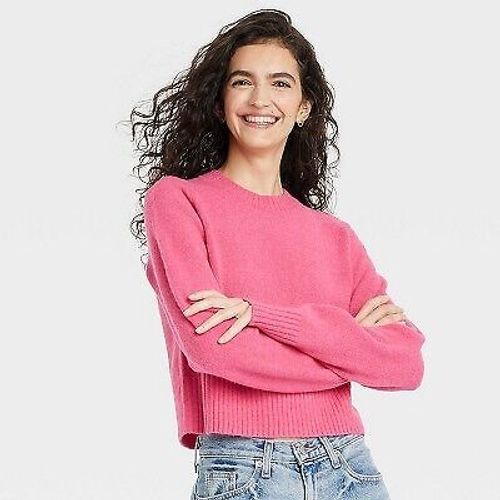 Women's Crew Neck Cashmere-Like Pullover Sweater - Universal Thread Pink XS