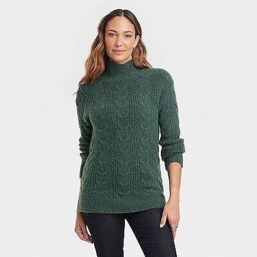 Women's Mock Turtleneck Pullover Sweater - Knox Rose Green XS