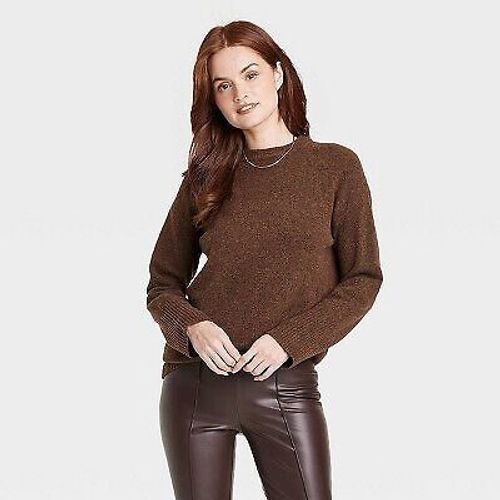 Women's Crewneck Tunic Pullover Sweater - A New Day Brown L