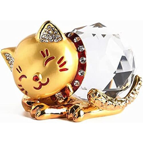 Alloy Crystal Maneki Neko Lucky Cat Figurines Home Decoration Furnishing