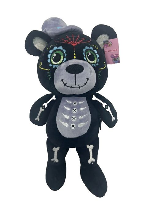 NEW Release SUGAR SKULL Halloween Black Teddy Bear 11 Plush Toy skeleton