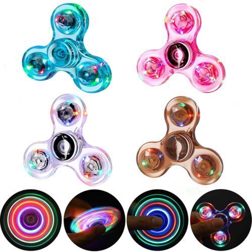 LED Light Up Glow in the Dark Fidget Spinner Toy Rainbow Finger Toy