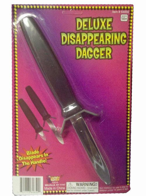 Deluxe Disappearing Dagger Knife Retractable Toy Gag Plastic Knife Prop