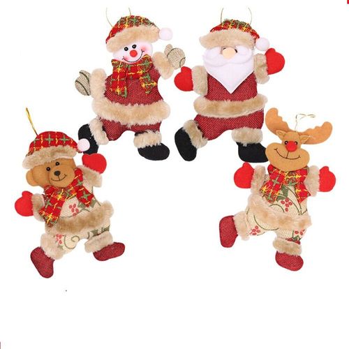 4PCS Christmas Hanging Ornament Santa Claus Xmas Tree Snowman Doll Decor Gift US