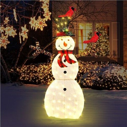 5ft Lighted Outdoor Christmas Snowman Decoration w 80 Warm White LED Lights