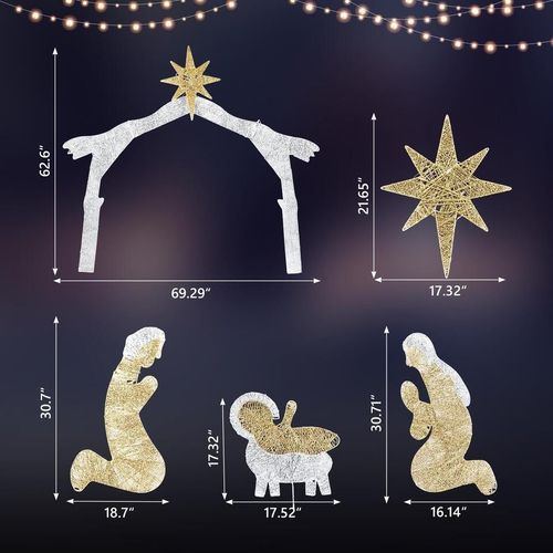 6FT Outdoor Christmas Decoration Jesus Baby Nativity Scene Arch Decor for Yard