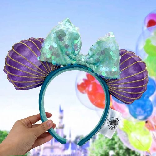 Disney Parks Mermaid Ariel Purple Iridescent Disneyland Minnie Ears Headband