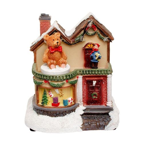 Toy Store LED Christmas Decoration Winter Scene Rotating Lighted Cozy House