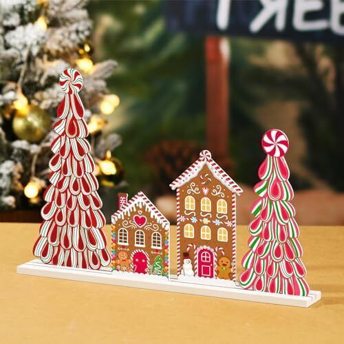 Christmas Gingerbread House Table Decorations Christmas Wooden Table