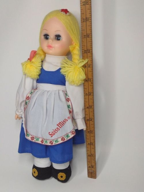 1980s Swiss Miss Hot Cocoa Advertising Stuffed Doll Movable Eyes & Yarn Hair