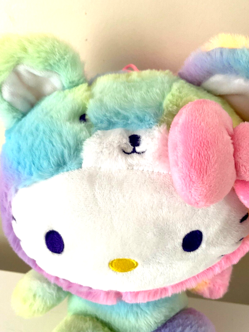 Hello Kitty Plush Toy Large 12 inch. Rainbow Sherbet Bear. Sanrio. Soft. NWT