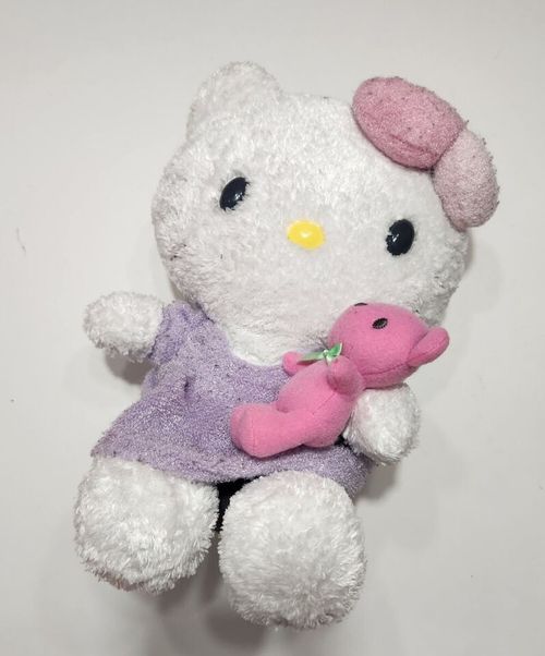 SANRIO HELLO KITTY WITH BEAR STUFFED PLUSH TOY 10 INCH FUZZY