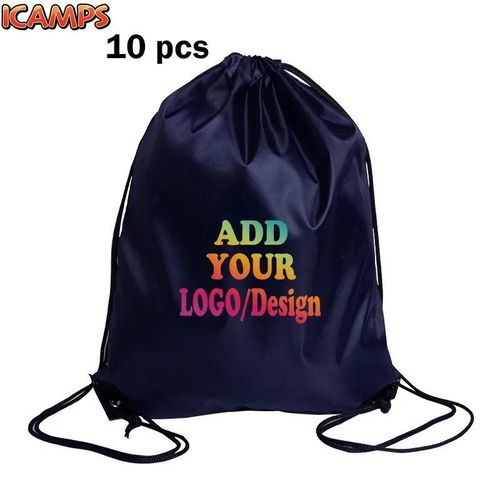 ICAMPS 10 Pcs Custom Bag Printing Logo Schoolbag Promotional Outdoor Casual Gym Sport Waterproof Football Bag Drawstring Backpack