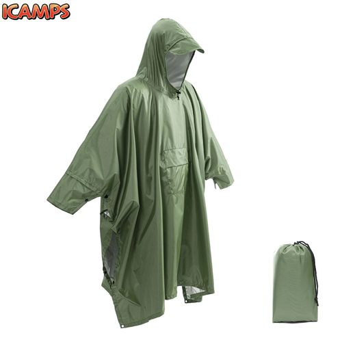 ICAMPS 3 In 1 Outdoor Military Waterproof Raincoat Rain Coat Men Raincoat Women Awning From The Rain Motorcycle Rain Poncho Picnic Mat