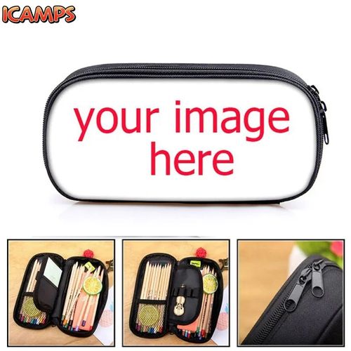 ICAMPS Customize Your Logo   Name    Image Cosmetic Cases Cartoon Pattern Pencil Bag  Teenager Boys Girls Stationary Bag Pencil Holder