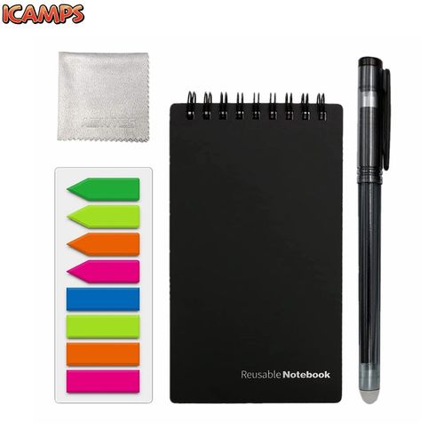 ICAMPS Reusable Smart Notebook B7 Mini Erasable Pen Holder Sticker Sketchbook Spiral Planner Portable Office School Study Accessories