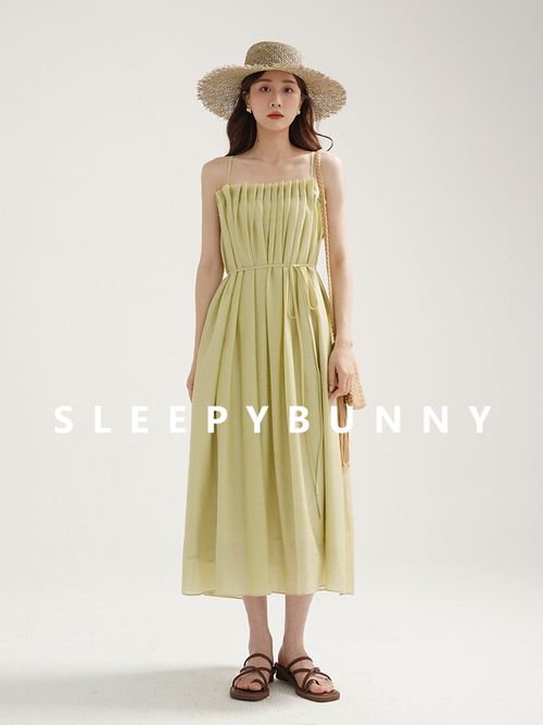 Sleepy Bunny Summer Green Chiffon Sling Dress