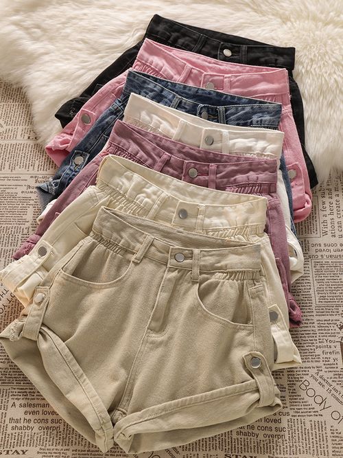 Retro High Waist Versatile Slimming A line Denim Shorts