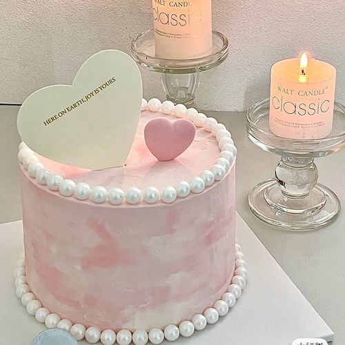 Pink Fresh Card Pearl Plugin Cake Decoration