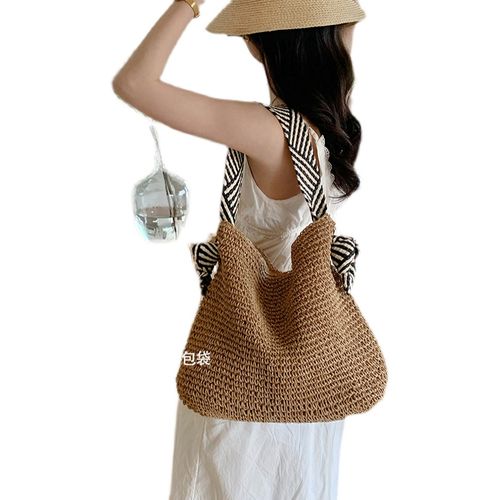 INS Kstyle Minimalist One Shoulder French Style Vacation Straw Bag