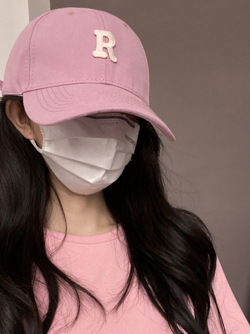 R Pink with Letters Baseball Cap Female Summer Big Head Circumference