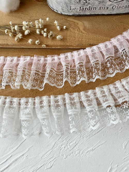 White Ruched Lace Chiffon Handmade Accessories Lace