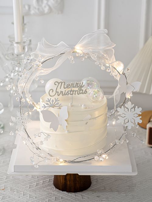 Christmas Trending Cute Girl Crystal Circle Cake Decoration