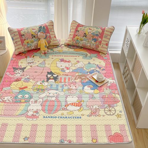 Cartoon Clow M KT Hello Kitty Latex ThreePiece Set of Summer Sleeping Mat Summer Machine Washable Foldable Fabric Cooling Mattress Student Dormitory