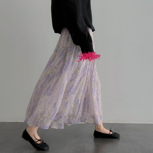 Wisteria Flower HighEnd Worsted Yarn Mid Length Long Length Skirt