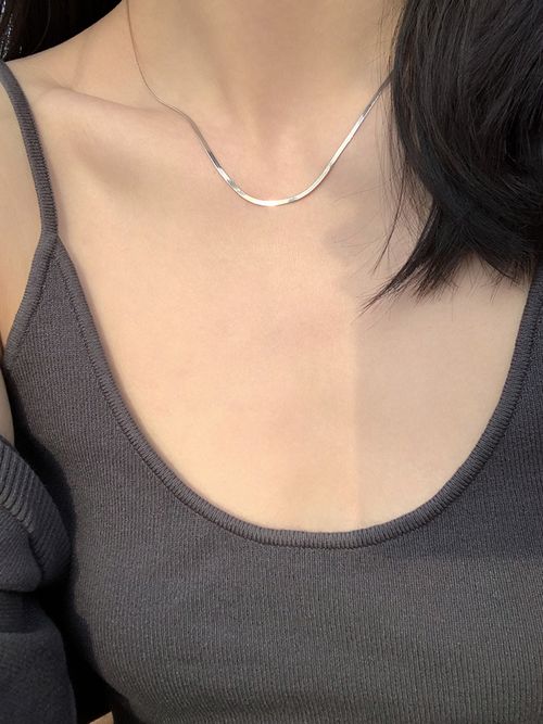 Womens Fine Silver European and American Minimal Art AllMatch Snake Bones Chain