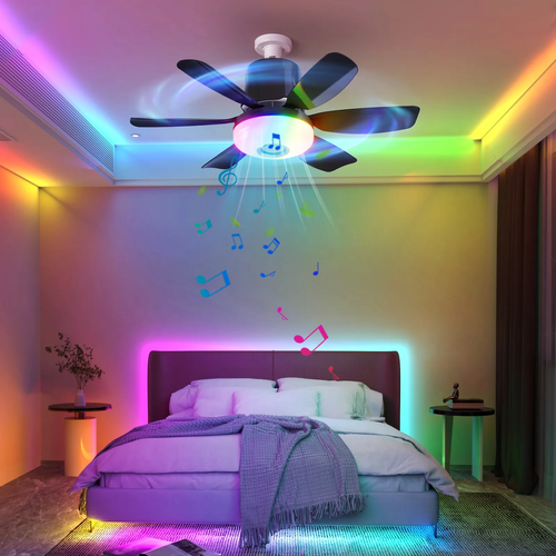 RGB Phantom Rhythm Shade Adjustment Decoration Modern Remote Control Bldc Best Music Smart Home Light LED Ceiling Fan