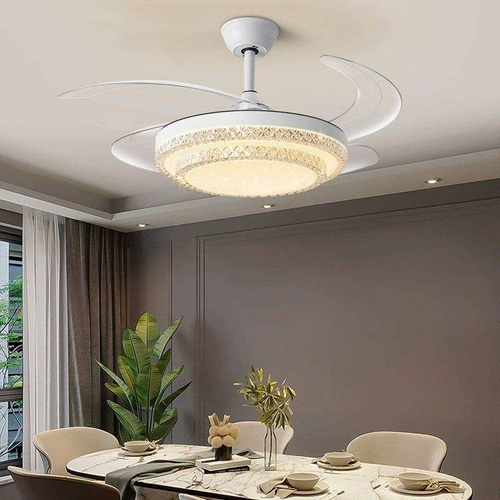LED Ceiling Fan Dc Silent Motor 6 Speed Remote Control Modern Led Retractable Ceiling Fan