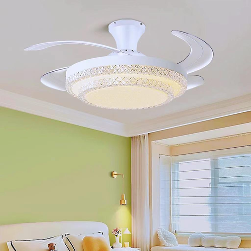 LED Ceiling Fan Dc Silent Motor 6 Speed Remote Control Modern Led Retractable Ceiling Fan