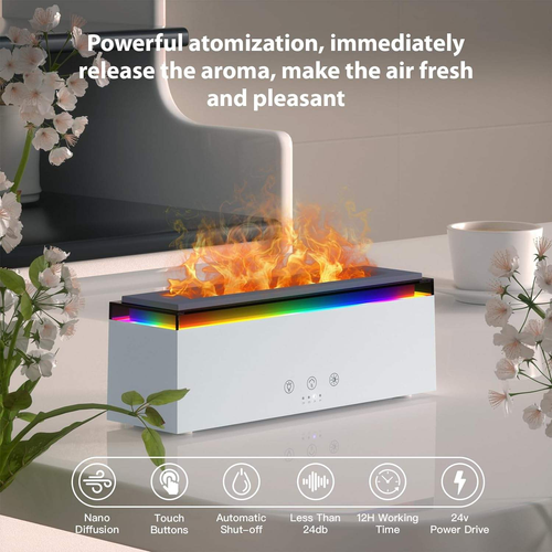 2025 Luxury Fragrance Machine Flame Diffuser Humidifier Flame Home Fragrance Diffuser Electric Air Scent Aroma Diffuser 200ML🔥+ Free a bottle of rose essential oil
