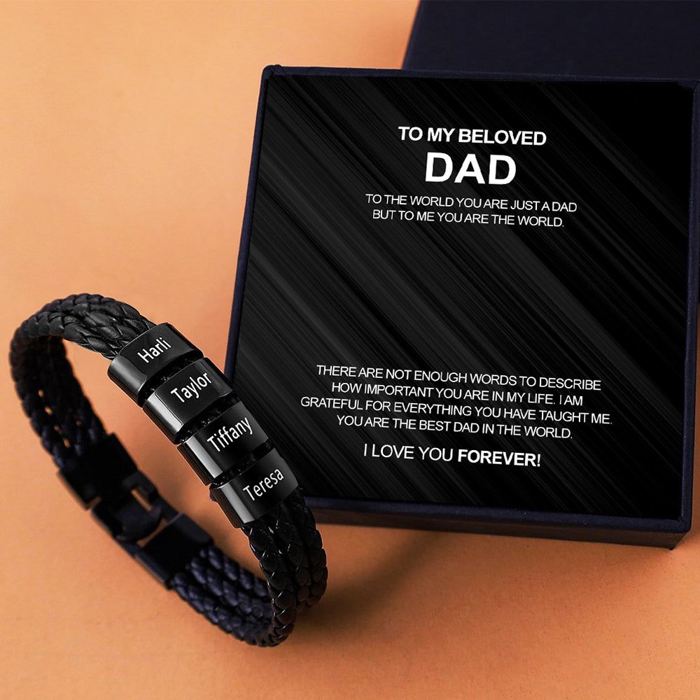 Luxury leather wristband - To my beloved Dad