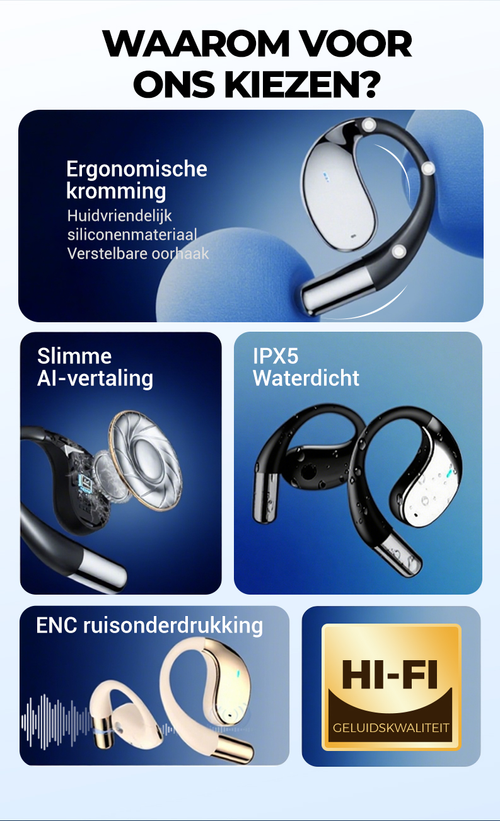 🔥HiFi Waterproof Ear-Hook Bluetooth Headphones 🔥